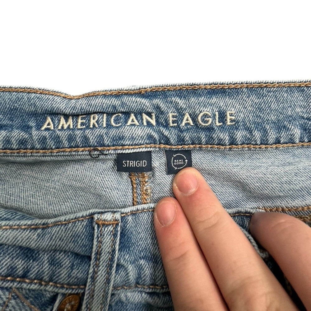 American Eagle Jeans Womens 6 Blue Highest Rise Baggy Straight Ripped Distressed - Picture 3 of 15